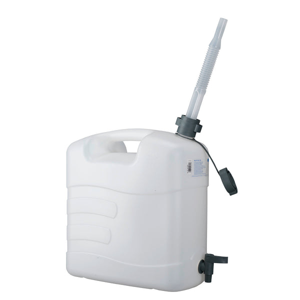 Pressol white plastic  jerrycan 20l + drain tap + flex.spout