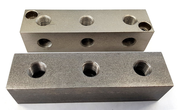 Grease nipple block 3-hole, straight, G1/4, stainless steel 304, 30mm