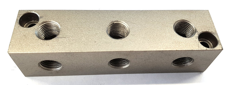 Grease nipple block 6-hole, straight, G1/4, steel, 30mm + mounting holes