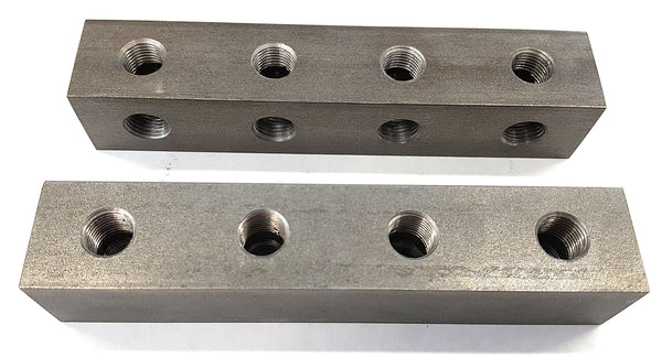 Grease nipple block 4-hole, angled, G1/4, stainless steel 316, 40mm + mounting hole