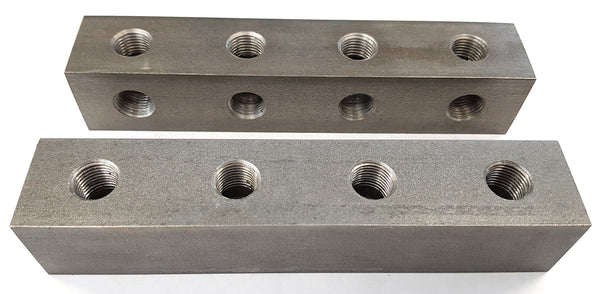 Grease nipple block 4-hole, straight, G1/4, stainless steel 304, 30mm