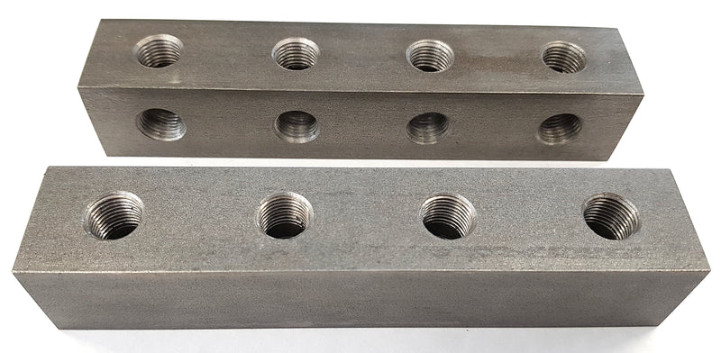 Grease nipple block 4-hole, angled, G1/4, stainless steel 304, 30mm + mounting hole