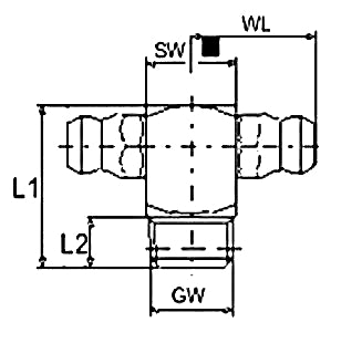 Hydraulic smeernippel met dubbele kop - M8.1 - SW9-vierkant