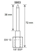 Needle nozzle / straight injet 1/8 BSP - L = 38mm