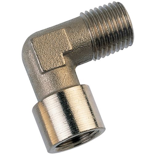 Right-angled screw-in socket stainless steel 316 with 1/8 BSP female - 1/8 BSPT male