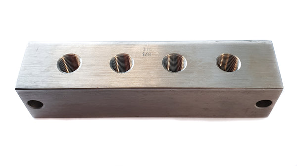 Stainless steel 316 nipple block 4-V straight 1/8 BSP