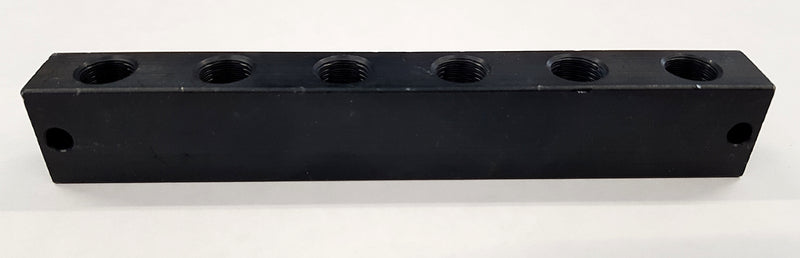 Anodized aluminum block 6-fold - 1/8 BSP complete