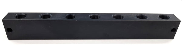 Anodized aluminum block 7-fold - 1/8 BSP