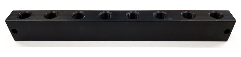 Anodized aluminum block 8-fold - 1/8 BSP complete