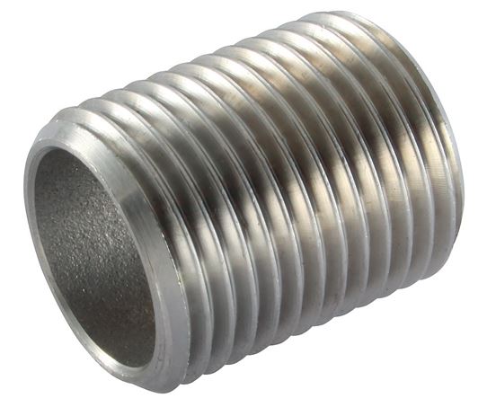 Nipple with continuous thread stainless steel 316 1/2 BSP male thread