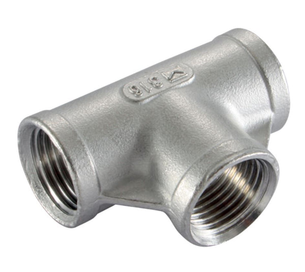 T-piece stainless steel 316 with BSP female thread type TEE-130-stainless steel 3/4
