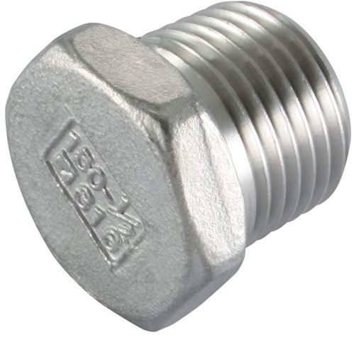 Plug with hexagon stainless steel 316 1/4 BSPT male thread