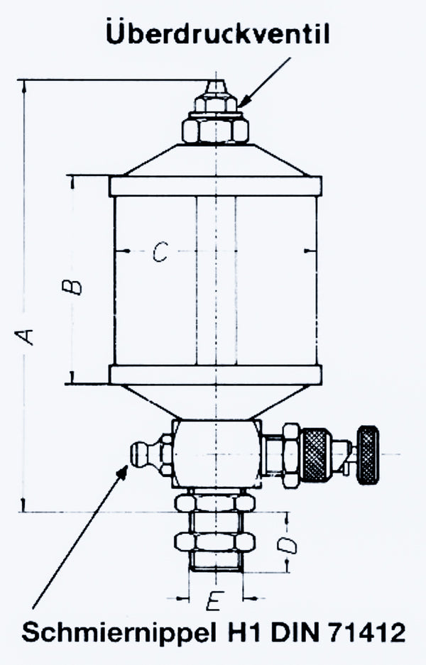 Veerbelaste vetpot type SBK50.0 G1/8 met stelschroef