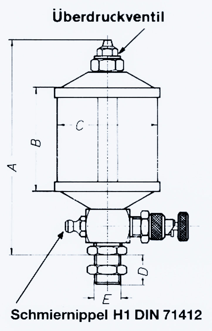 Spring-loaded grease pot type SBK50.0 G1/4