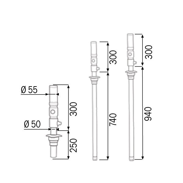 MecLube pneum oliepomp 1:1, Mod,501, L=740mm