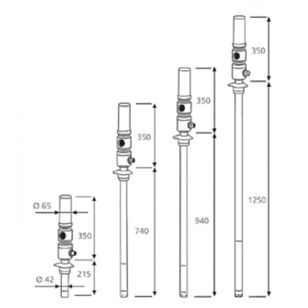 MecLube pneum oliepomp 3:1, Mod,603, L=740mm