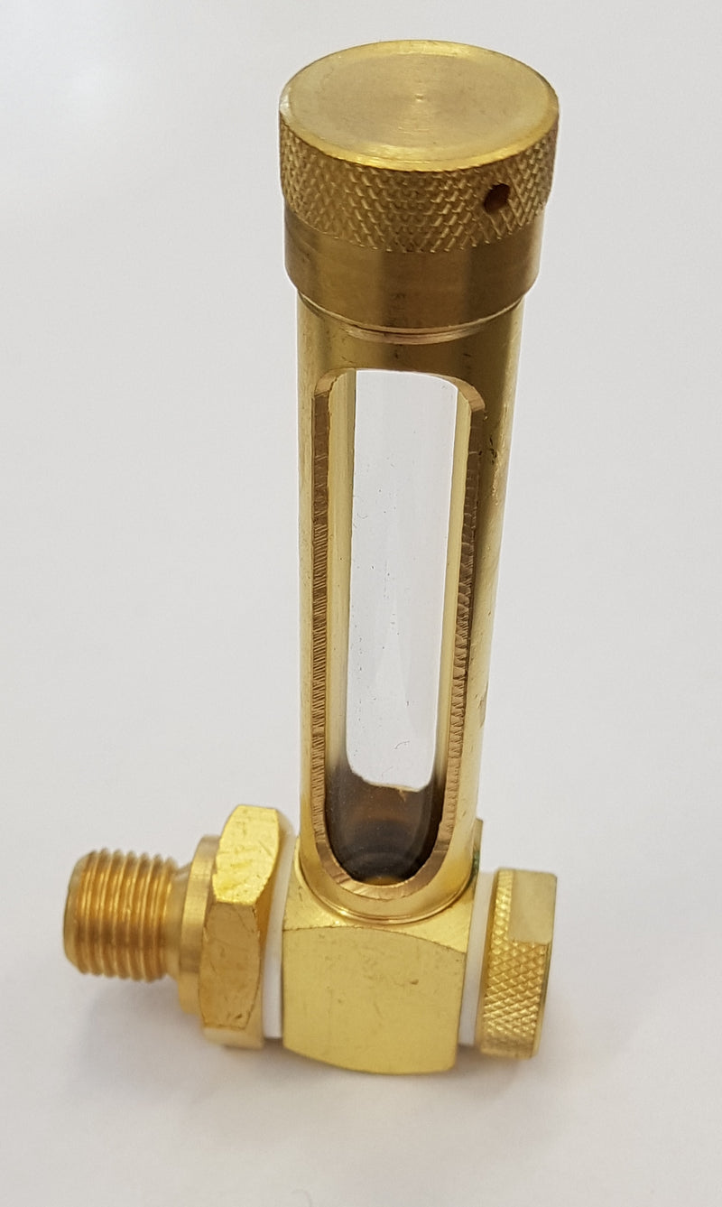 Brass right angle oil indicator OAS 80 x 1/8 with banjo