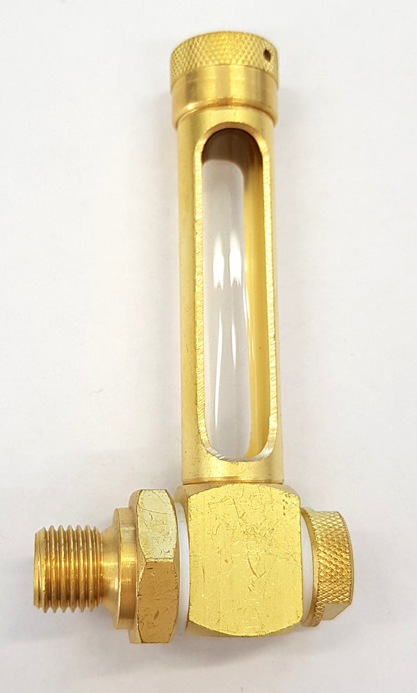 Brass right angle oil indicator OAS 100 x 1/8 with banjo