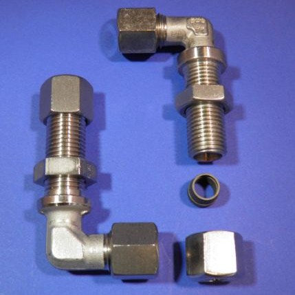 Right-angle bulkhead screw coupling ø28 mm L
